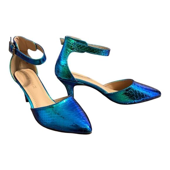 Chase & Chloe Rainbow Snake Iridescent Pointed Toe Heels NIB Designer US 5.5 - Picture 3 of 15